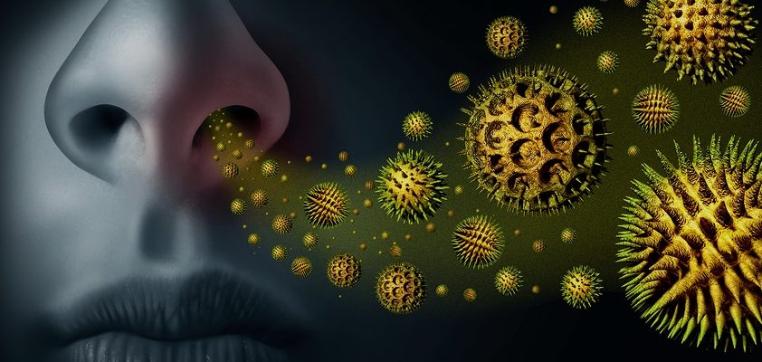 Allergy dark background allergen graphic