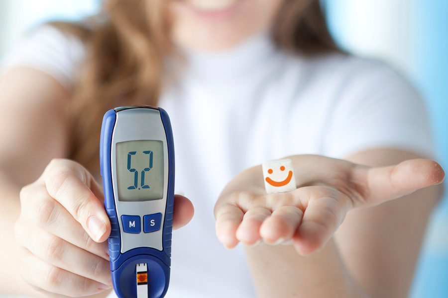 Female Diabetic Doing A Glucose Level Finger Blood Test glucose monitor